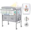 imageOrzbow Baby Changing Table with Nightlight Foldable Diaper Table Waterproof Diaper Changing Station with Safety Belt 4Level Height Adjustable and 2 Drawers Mobile Nursery for Infant and Newborn