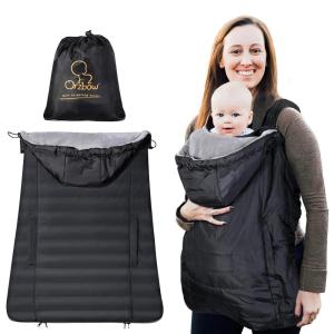 imageOrzbow Winter Baby Carrier Cover with Detachable Hood Waterproof ampamp Windproof Universal for Carriers ampamp Waist Stools Baby Bunting Bag for Car Seats ampamp Strollers with Storage Bag BlackBlack  Polyester Pongee