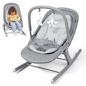 image:imageOrzbow 2in1 Baby Bouncer Portable Bouncer Seat for Infant to Toddler with Removable Cushion Angle Adjustable 09 Months Up to 21lbs Ergonomic Design Classic GrayDeluxe Gray